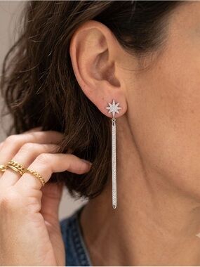LONG Dangle Earrings with star studs